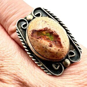 Vintage Mexico Womens Ring Sterling Silver Fire Opal Size 7